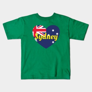 Sydney Australia Australian Flag Heart Kids T-Shirt